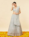 Powder Blue Rhinestone and Sitara Embroidered Bridal Lehenga image number 0